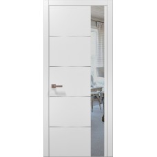 Двері Папа Карло PLATO PL-11 Білий матовий, кромка алюміній срібло