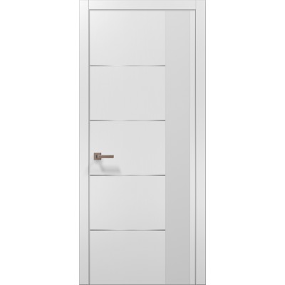 Двері Папа Карло PLATO PL-11 Білий матовий, кромка алюміній срібло