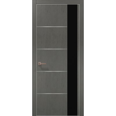 Двери Папа Карло PLATO PL-11 Бетон серый, кромка алюминий серебро