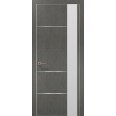 Двери Папа Карло PLATO PL-11 Бетон серый, кромка алюминий серебро