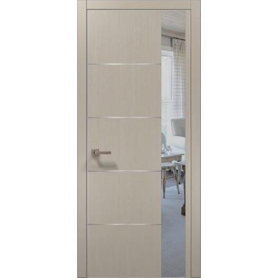 Двері Папа Карло PLATO PL-11 Дуб кремовий, кромка алюміній срібло