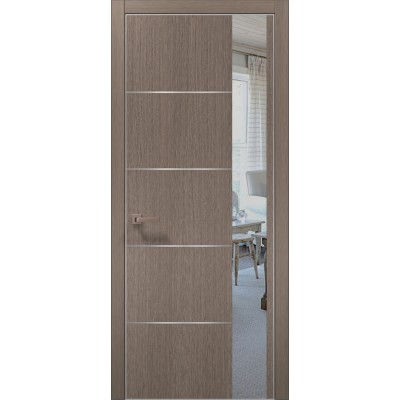 Двери Папа Карло PLATO PL-11 Дуб серый, кромка алюминий серебро