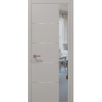 Двери Папа Карло PLATO PL-11 Светло серый супермат, кромка алюминий серебро