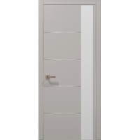 Двери Папа Карло PLATO PL-11 Светло серый супермат, кромка алюминий серебро