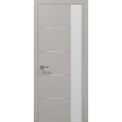 Двери Папа Карло PLATO PL-11 Светло серый супермат, кромка алюминий серебро