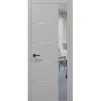 Двері Папа Карло PLATO PL-11 Сірий матовий, кромка алюміній срібло