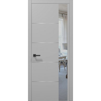 Двері Папа Карло PLATO PL-11 Сірий матовий, кромка алюміній срібло