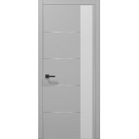 Двері Папа Карло PLATO PL-11 Сірий матовий, кромка алюміній срібло