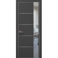 Двері Папа Карло PLATO PL-11 Темно сірий супермат, кромка алюміній срібло