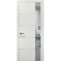 Двері Папа Карло PLATO PL-11 Ясен білий, кромка алюміній срібло