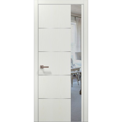 Двери Папа Карло PLATO PL-11 Ясень белый, кромка алюминий серебро