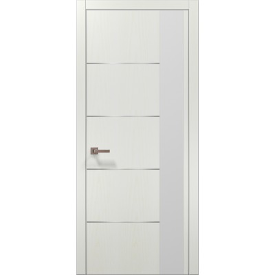 Двери Папа Карло PLATO PL-11 Ясень белый, кромка алюминий серебро