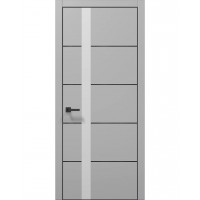 Двері Папа Карло PLATO PL-12 Сірий матовий, кромка алюміній чорний