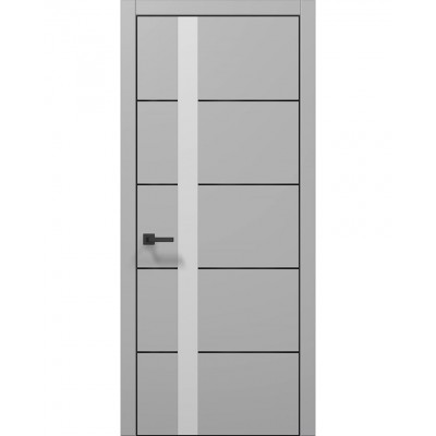 Двері Папа Карло PLATO PL-12 Сірий матовий, кромка алюміній чорний