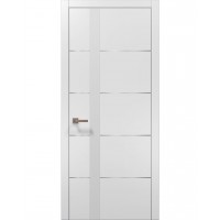 Двери Папа Карло PLATO PL-12 Белый матовый, кромка алюминий серебро