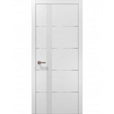 Двері Папа Карло PLATO PL-12 Білий матовий, кромка алюміній срібло