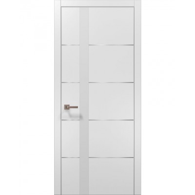 Двері Папа Карло PLATO PL-12 Білий матовий, кромка алюміній срібло