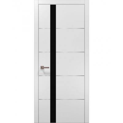 Двері Папа Карло PLATO PL-12 Білий матовий, кромка алюміній срібло