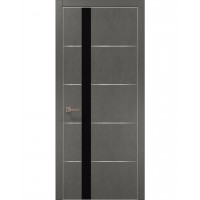 Двері Папа Карло PLATO PL-12 Бетон сірий, кромка алюміній срібло