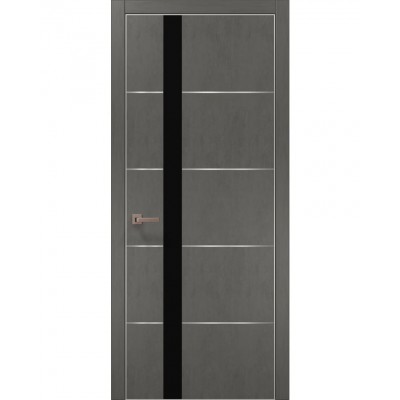 Двери Папа Карло PLATO PL-12 Бетон серый, кромка алюминий серебро