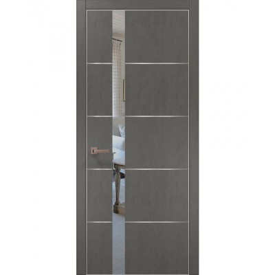 Двери Папа Карло PLATO PL-12 Бетон серый, кромка алюминий серебро