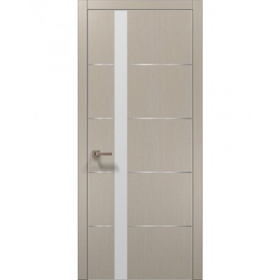 Двері Папа Карло PLATO PL-12 Дуб кремовий, кромка алюміній срібло