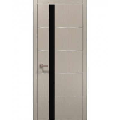 Двері Папа Карло PLATO PL-12 Дуб кремовий, кромка алюміній срібло