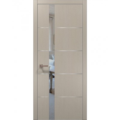 Двері Папа Карло PLATO PL-12 Дуб кремовий, кромка алюміній срібло