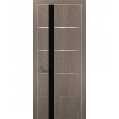 Двері Папа Карло PLATO PL-12 Дуб сірий, кромка алюміній срібло