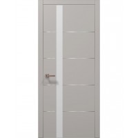 Двери Папа Карло PLATO PL-12 Светло серый супермат, кромка алюминий серебро