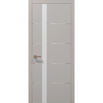 Двері Папа Карло PLATO PL-12 Світло сірий супермат, кромка алюміній срібло