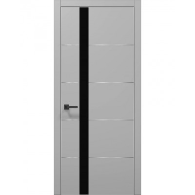 Двері Папа Карло PLATO PL-12 Сірий матовий, кромка алюміній срібло