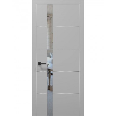 Двері Папа Карло PLATO PL-12 Сірий матовий, кромка алюміній срібло