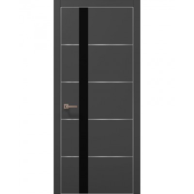 Двері Папа Карло PLATO PL-12 Темно сірий супермат, кромка алюміній срібло