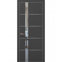 Двері Папа Карло PLATO PL-12 Темно сірий супермат, кромка алюміній срібло