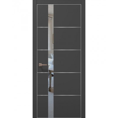 Двері Папа Карло PLATO PL-12 Темно сірий супермат, кромка алюміній срібло