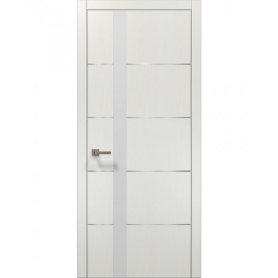 Двері Папа Карло PLATO PL-12 Ясен білий, кромка алюміній срібло