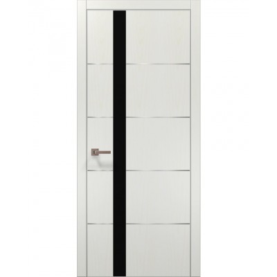 Двері Папа Карло PLATO PL-12 Ясен білий, кромка алюміній срібло