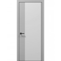 Двері Папа Карло PLATO PL-13 Сірий матовий, кромка алюміній чорний