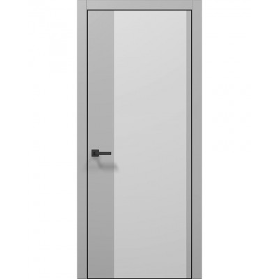 Двері Папа Карло PLATO PL-13 Сірий матовий, кромка алюміній чорний