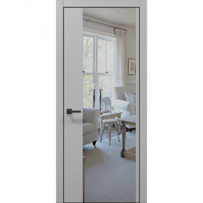 Двері Папа Карло PLATO PL-13 Сірий матовий, кромка алюміній чорний