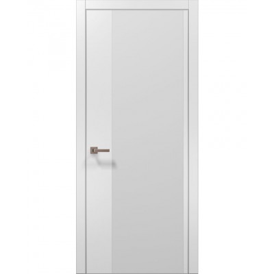 Двері Папа Карло PLATO PL-13 Білий матовий, кромка алюміній срібло