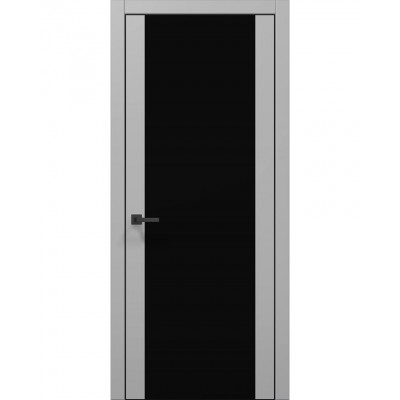 Двері Папа Карло PLATO PL-14 Сірий матовий, кромка алюміній чорний