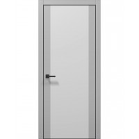 Двері Папа Карло PLATO PL-14 Сірий матовий, кромка алюміній чорний