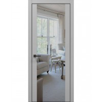 Двері Папа Карло PLATO PL-14 Сірий матовий, кромка алюміній чорний