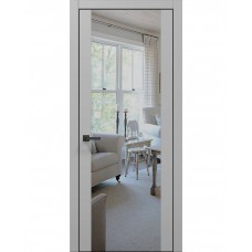 Двері Папа Карло PLATO PL-14 Сірий матовий, кромка алюміній чорний