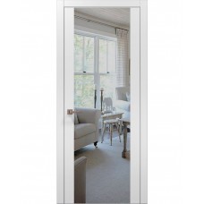 Двері Папа Карло PLATO PL-14 Білий матовий, кромка алюміній срібло