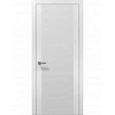 Двері Папа Карло PLATO PL-14 Білий матовий, кромка алюміній срібло