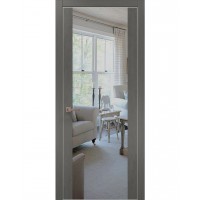 Двері Папа Карло PLATO PL-14 Бетон сірий, кромка алюміній срібло