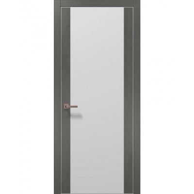 Двері Папа Карло PLATO PL-14 Бетон сірий, кромка алюміній срібло